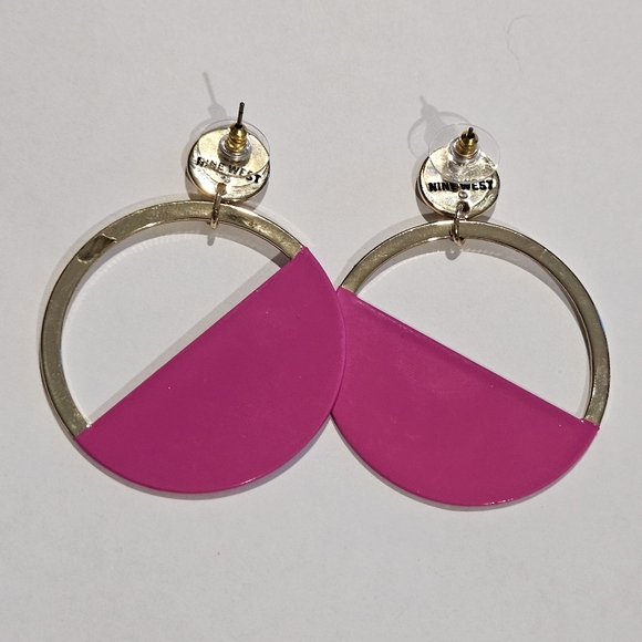 NEW Nine West Pink Gold Earrings 80s Y2K Retro Colorblock Geometric Statement - Picture 4 of 6